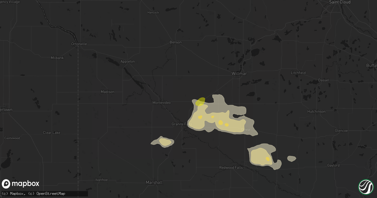 Hail map in Maynard, MN on August 7, 2026