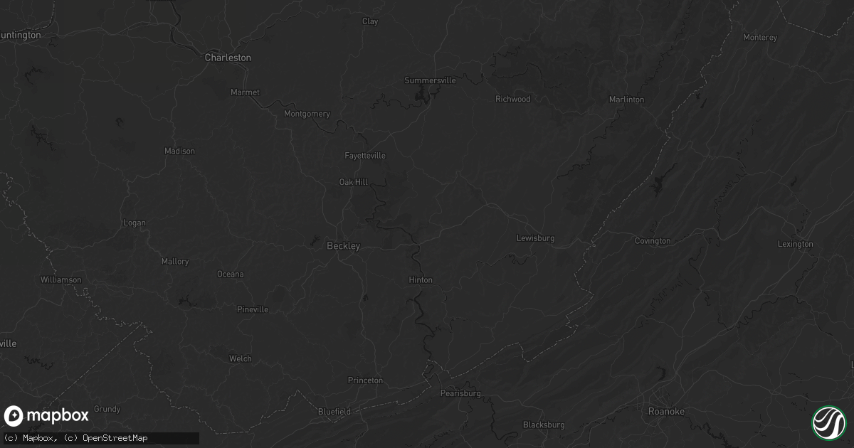 Hail map in Meadow Bridge, WV on August 7, 2026