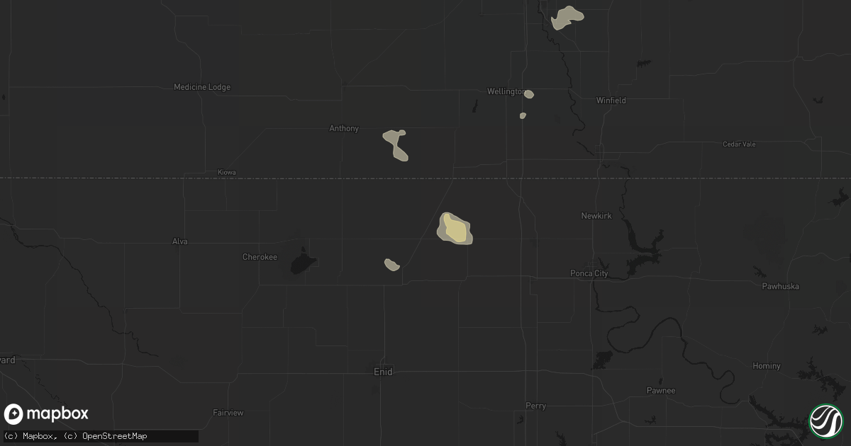 Hail map in Medford, OK on August 7, 2026