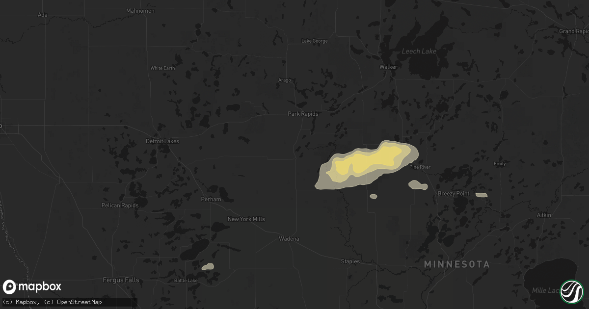 Hail map in Menahga, MN on August 7, 2026