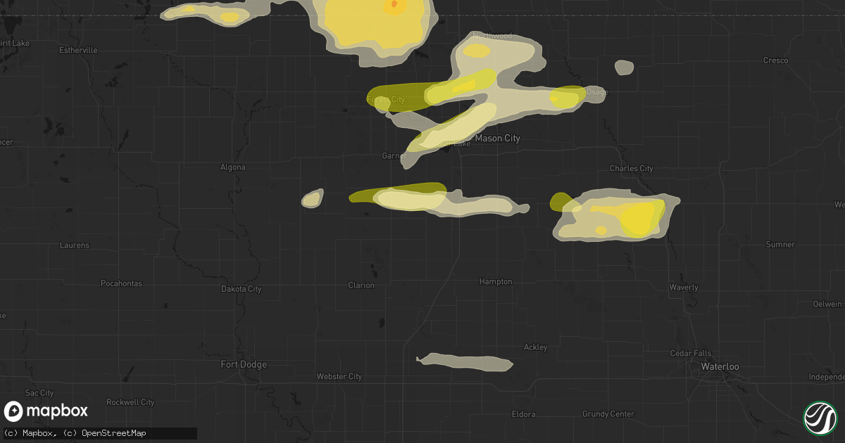 Hail map in Meservey, IA on August 7, 2026