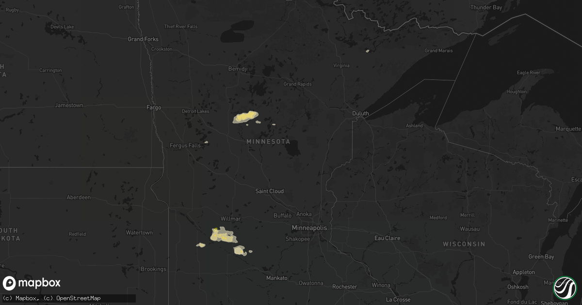 Hail map in Minnesota on August 7, 2026
