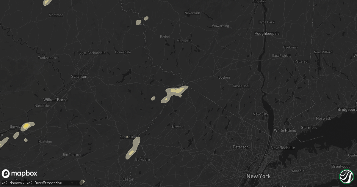 Hail map in Montague, NJ on August 7, 2026