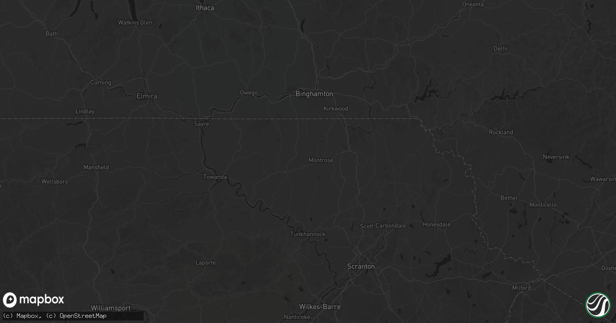 Hail map in Montrose, PA on August 7, 2026
