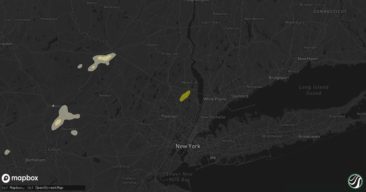 Hail map in Montvale, NJ on August 7, 2026