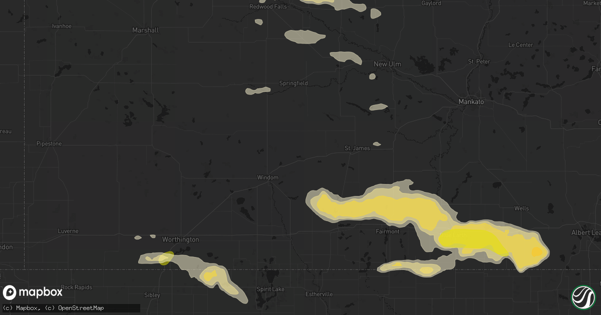 Hail map in Mountain Lake, MN on August 7, 2026