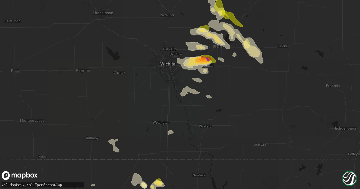 Hail map in Mulvane, KS on August 7, 2026