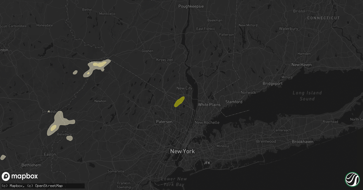 Hail map in Nanuet, NY on August 7, 2026
