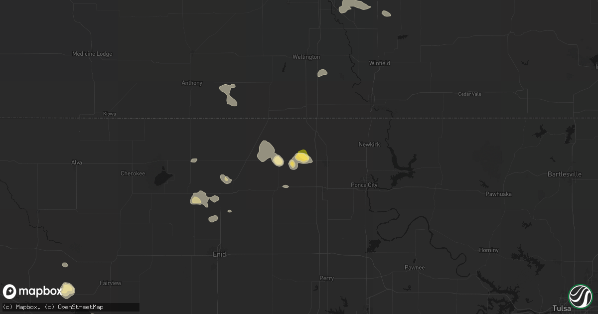 Hail map in Nardin, OK on August 7, 2026