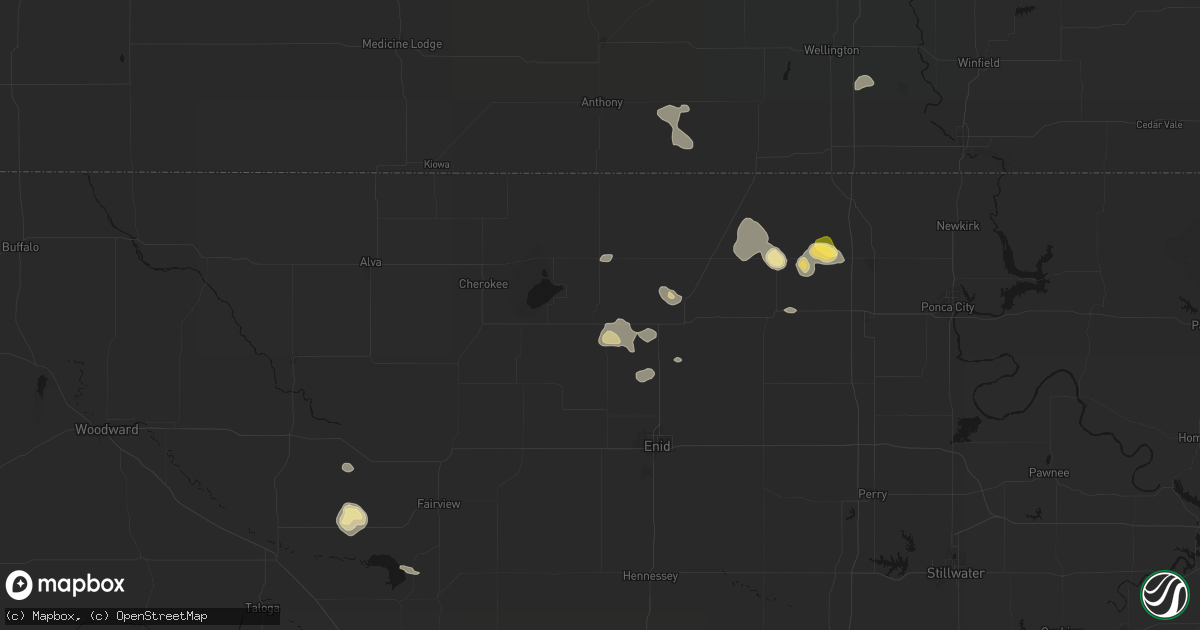 Hail map in Nash, OK on August 7, 2026