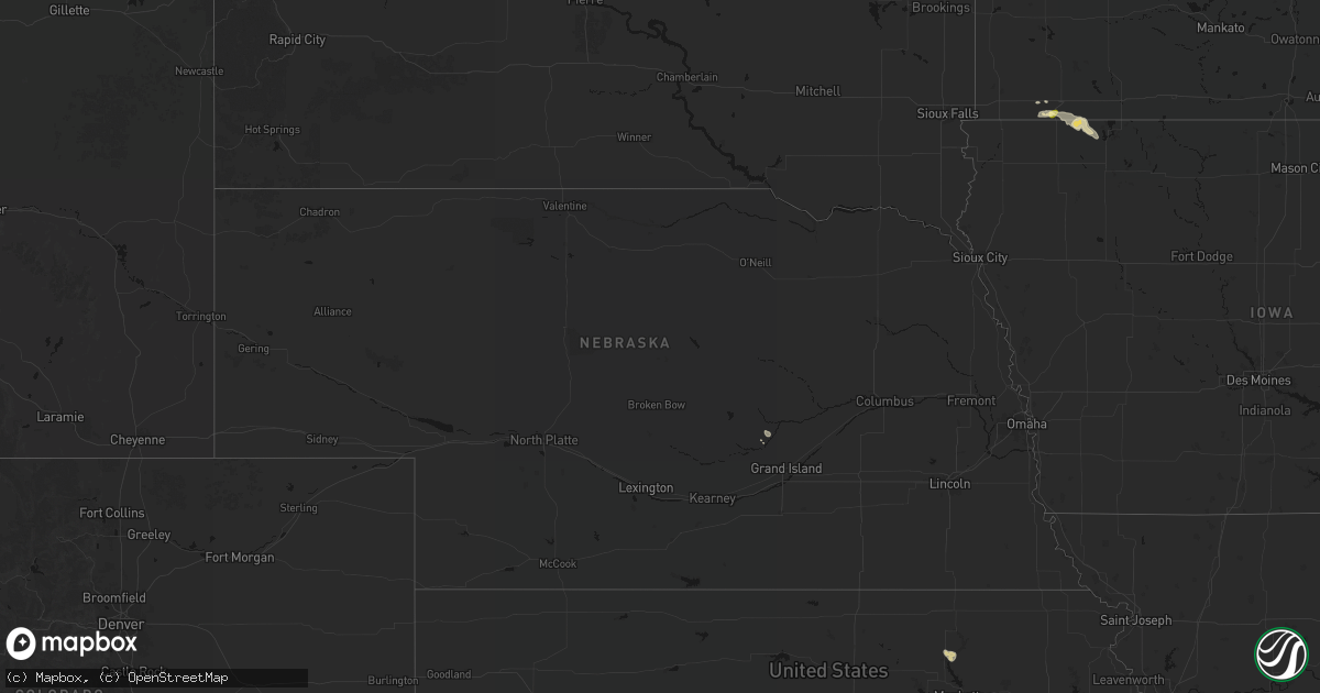 Hail map in Nebraska on August 7, 2026