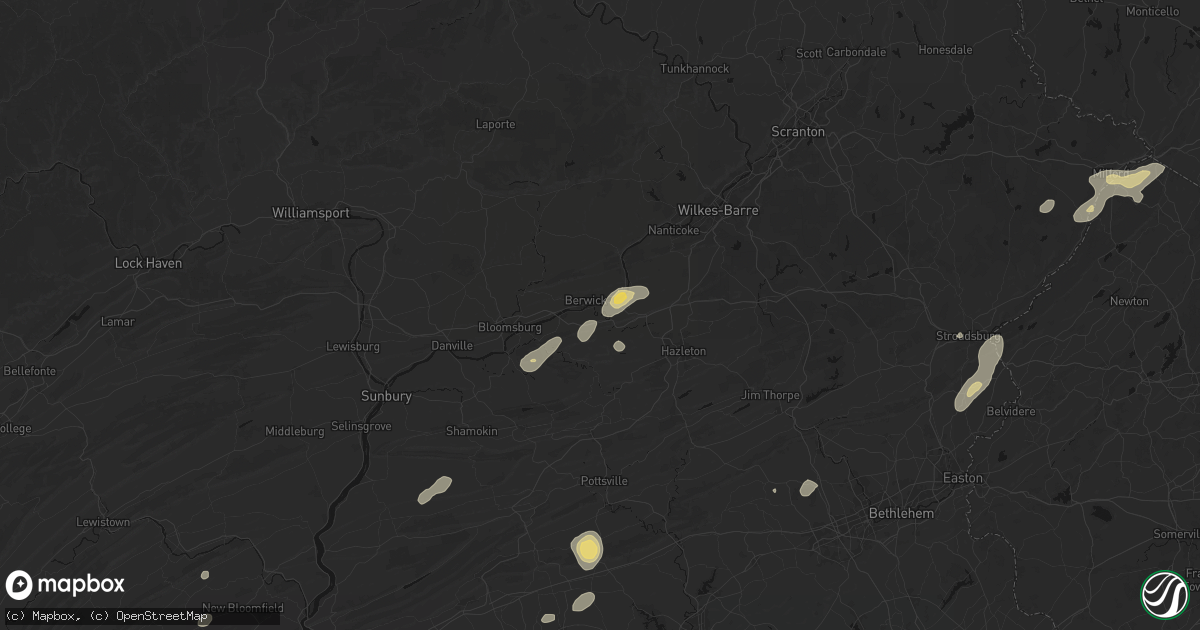 Hail map in Nescopeck, PA on August 7, 2026