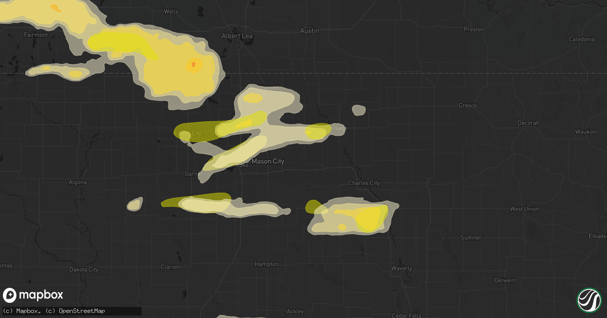 Hail map in Nora Springs, IA on August 7, 2026