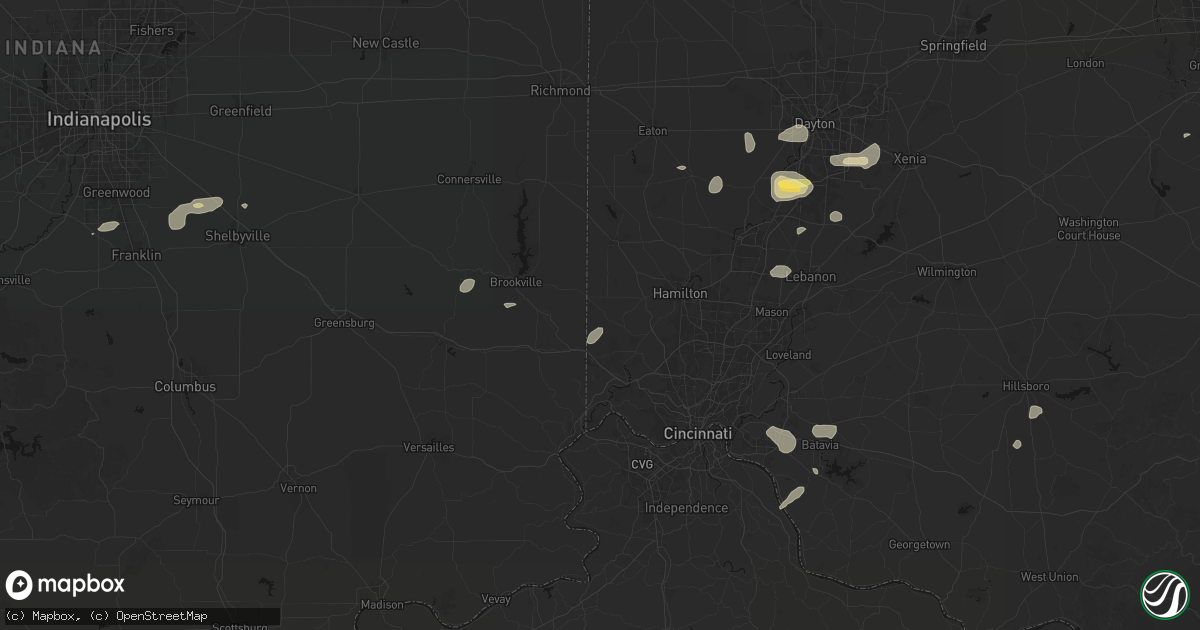 Hail map in Okeana, OH on August 7, 2026