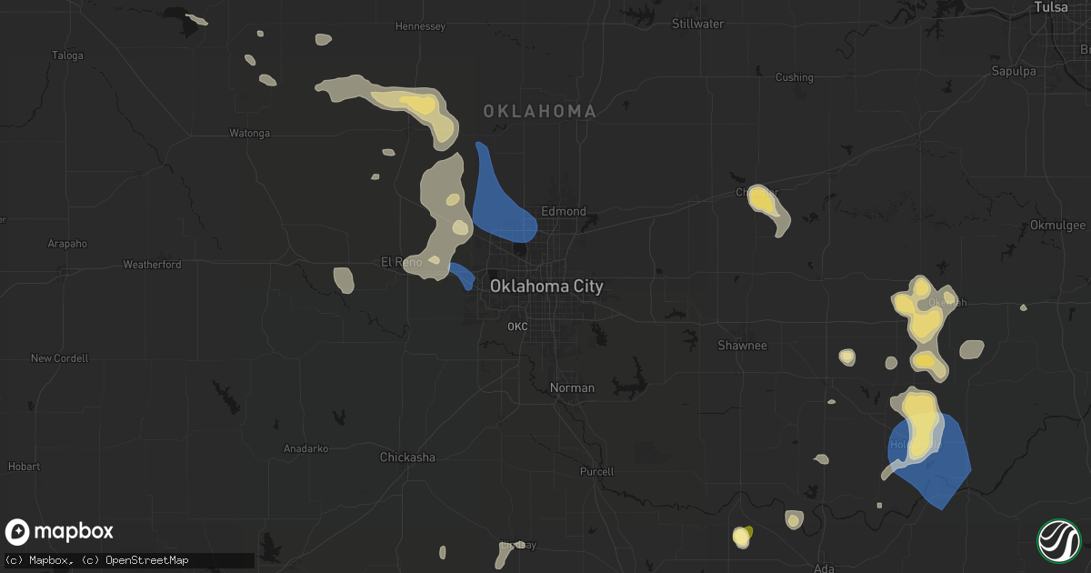 Hail map in Oklahoma City, OK on August 7, 2026