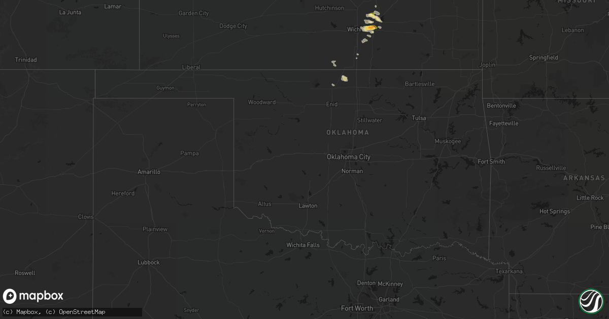 Hail map in Oklahoma on August 7, 2026