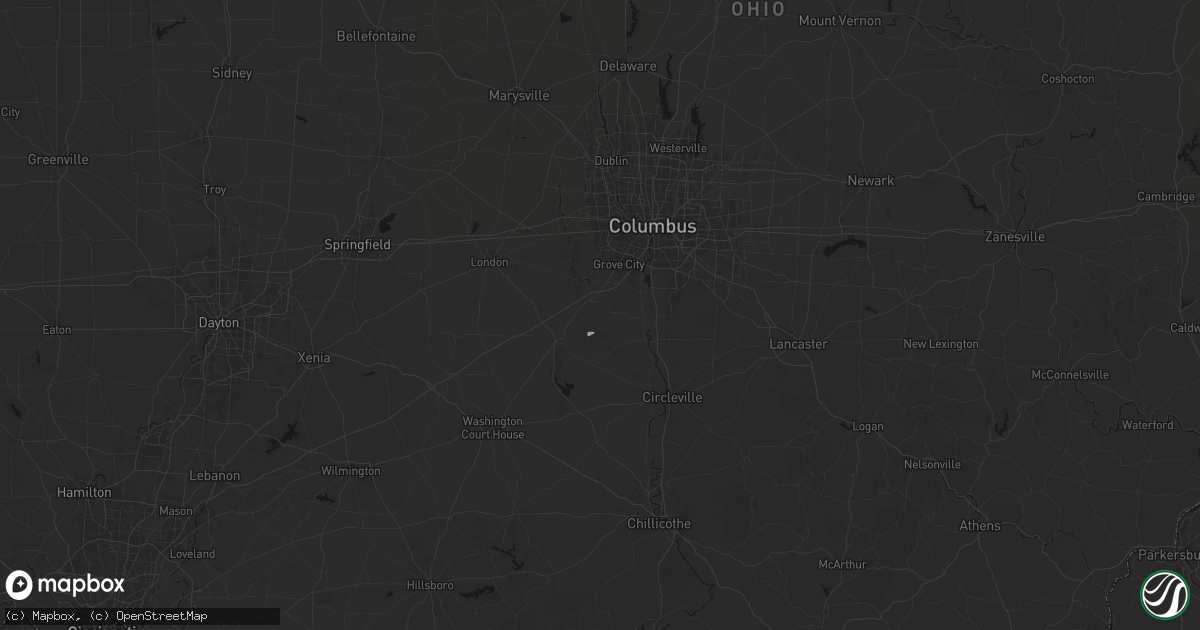 Hail map in Orient, OH on August 7, 2026