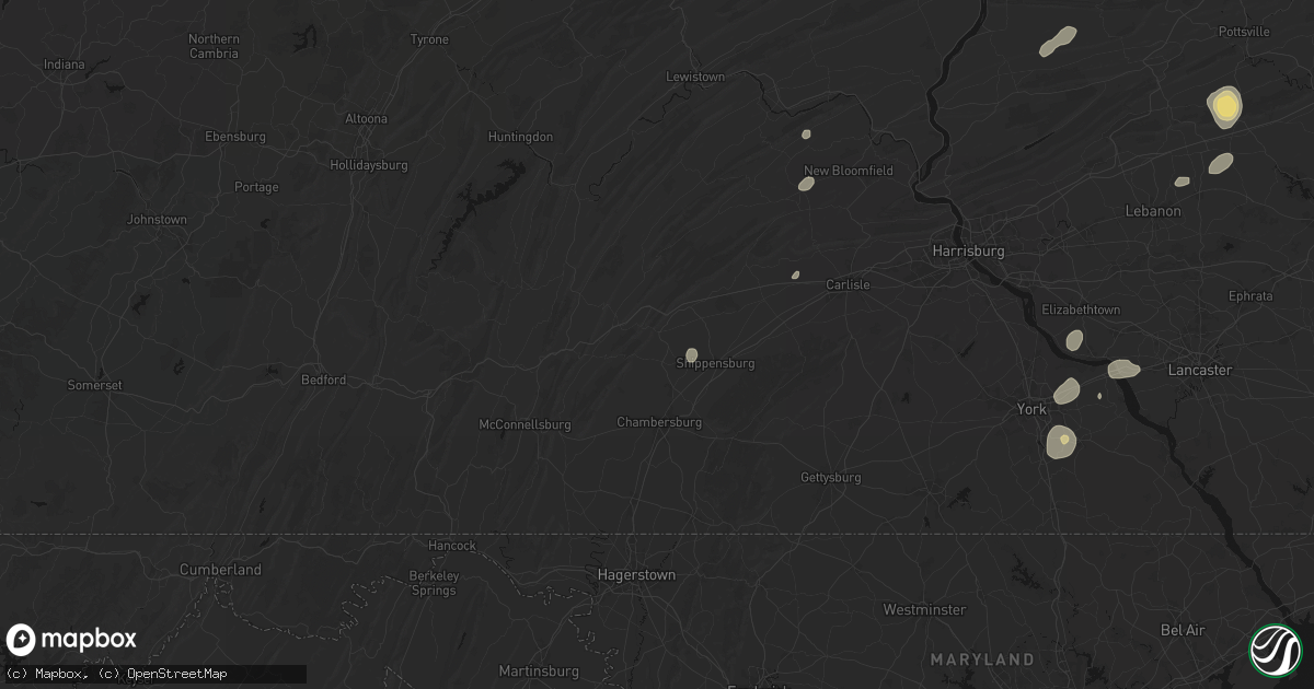 Hail map in Orrstown, PA on August 7, 2026
