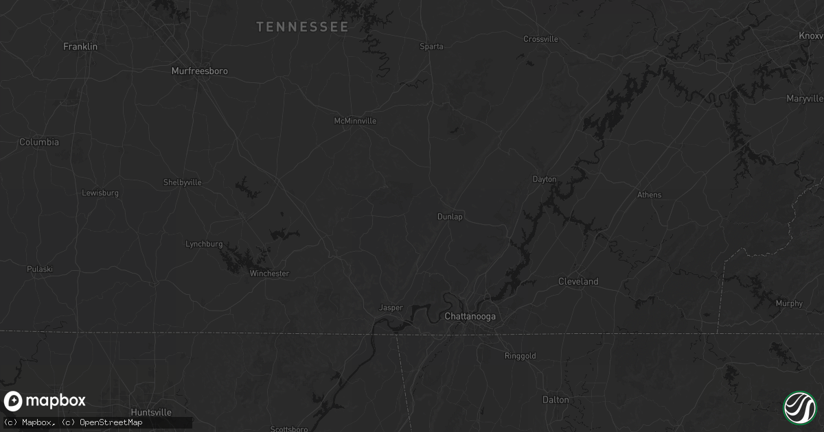 Hail map in Palmer, TN on August 7, 2026