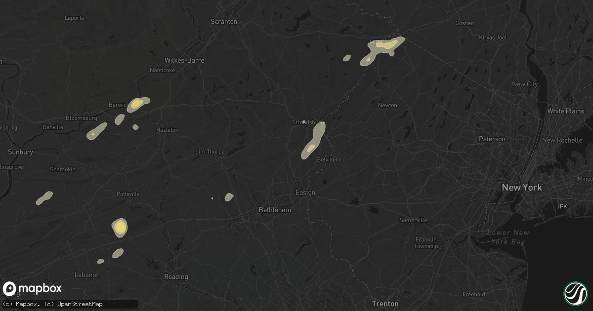 Hail map in Pen Argyl, PA on August 7, 2026