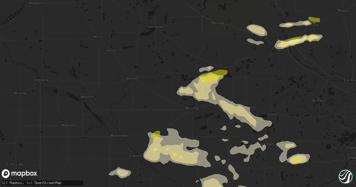 Hail map in Pennock, MN on August 7, 2026