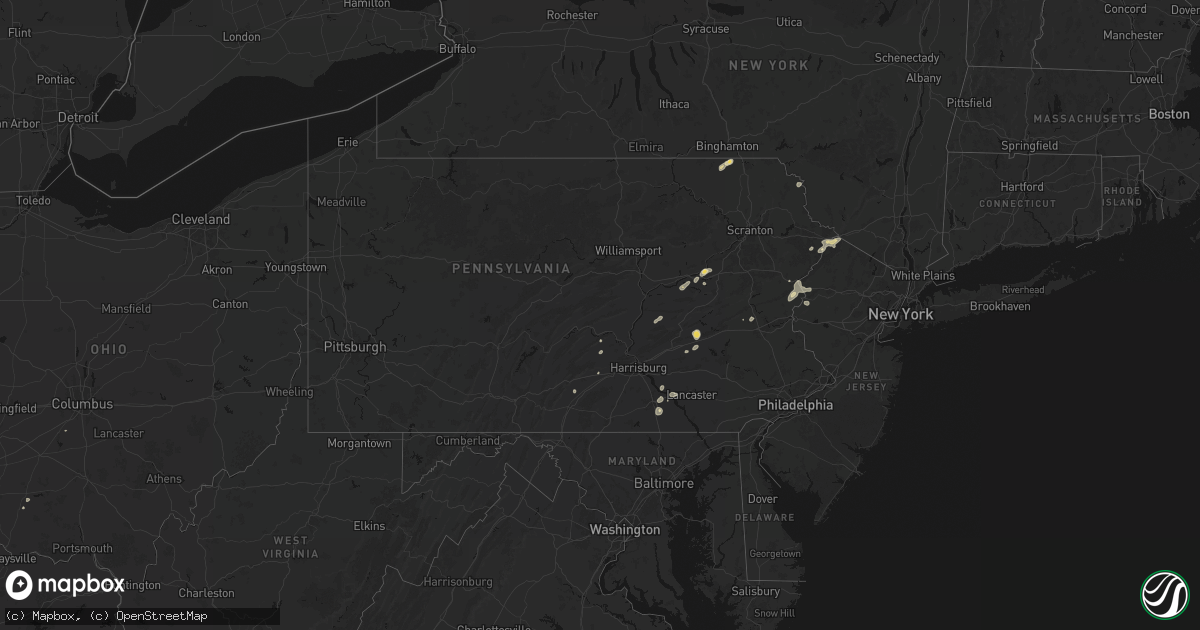 Hail map in Pennsylvania on August 7, 2026