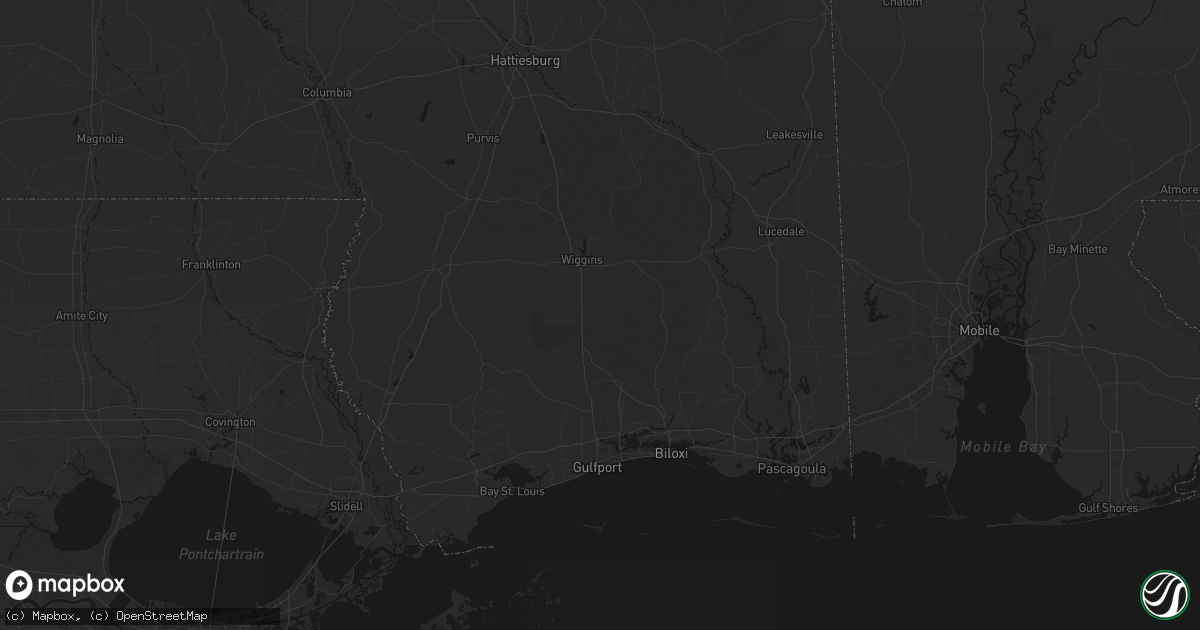 Hail map in Perkinston, MS on August 7, 2026