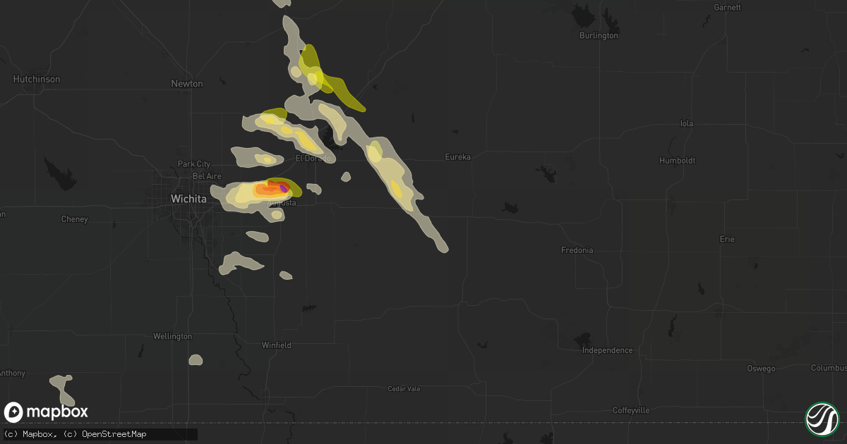 Hail map in Piedmont, KS on August 7, 2026