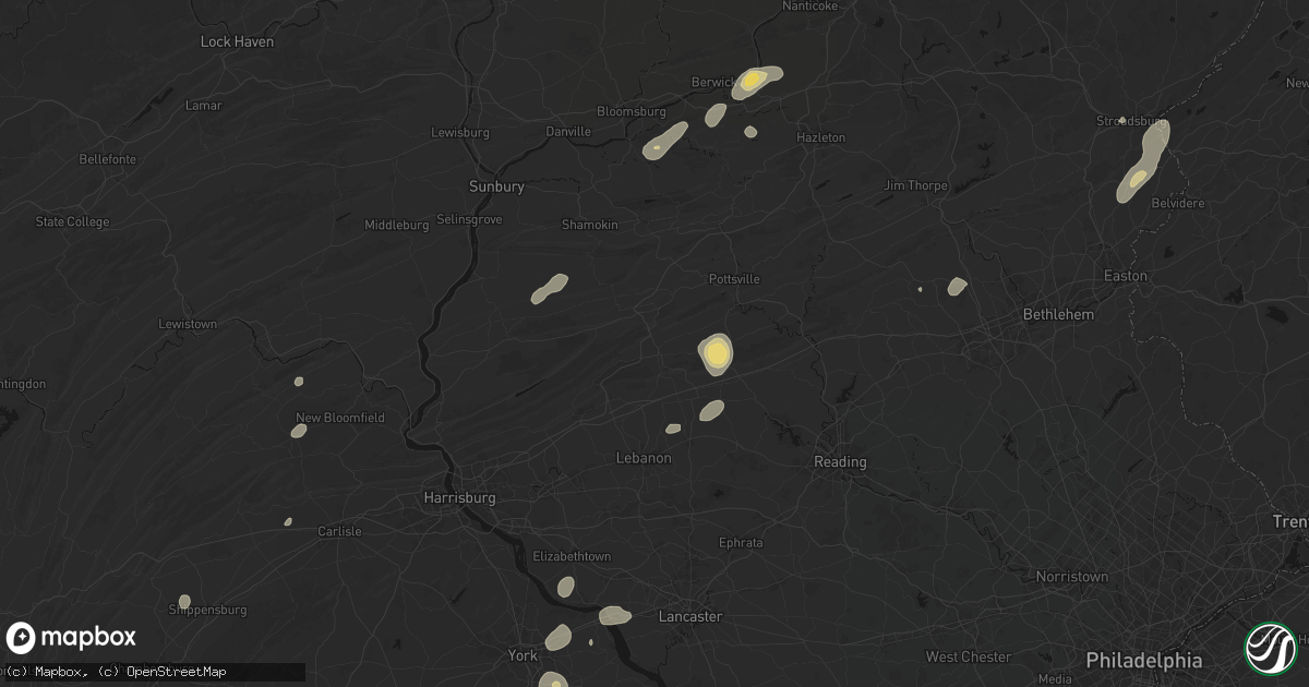 Hail map in Pine Grove, PA on August 7, 2026