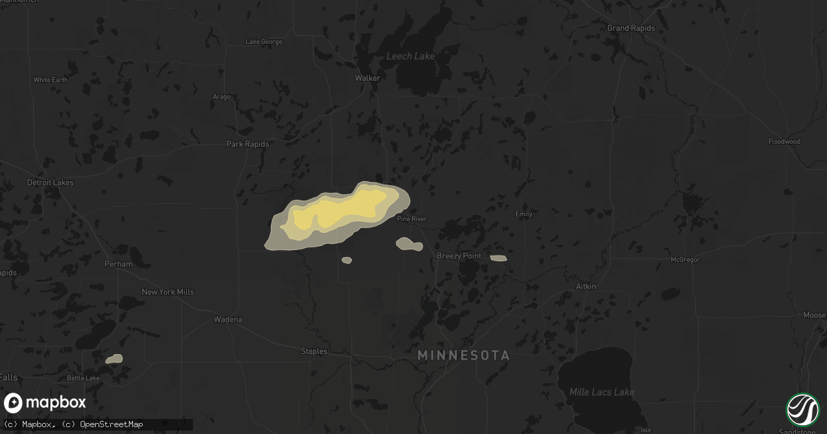 Hail map in Pine River, MN on August 7, 2026
