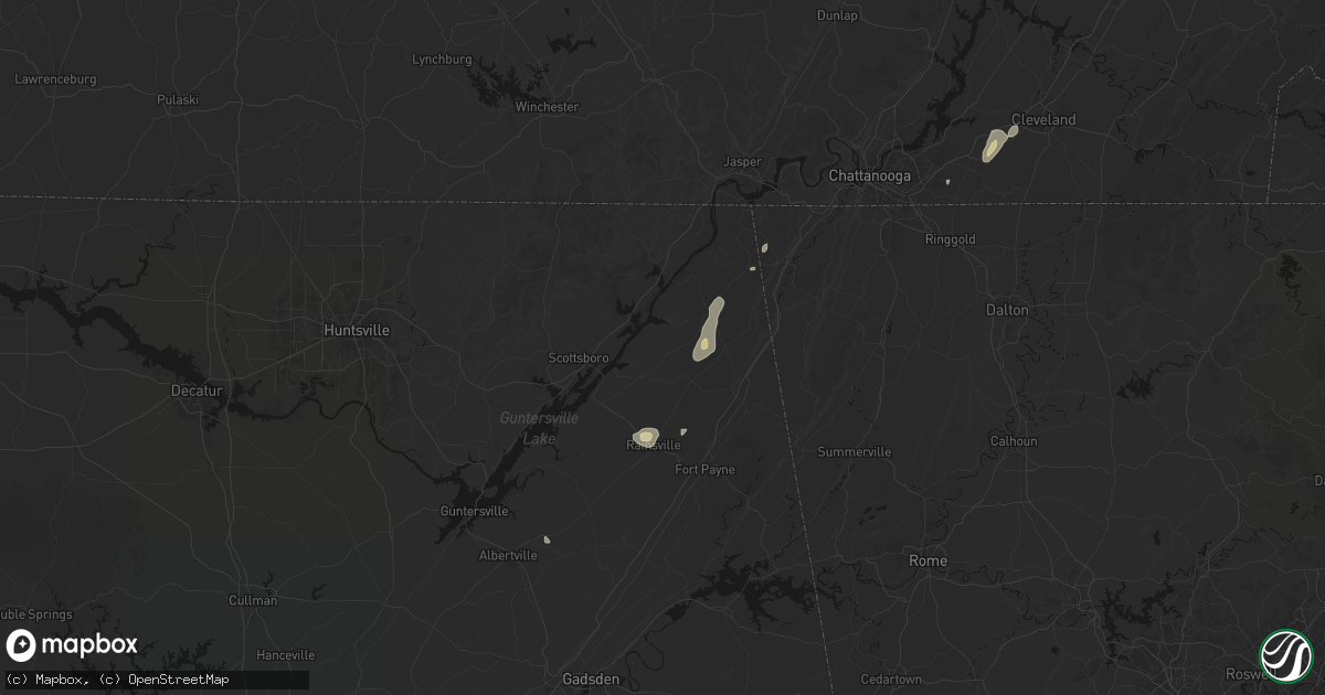 Hail map in Pisgah, AL on August 7, 2026