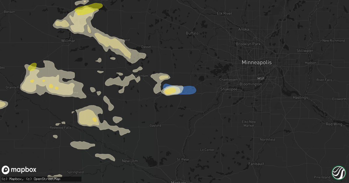 Hail map in Plato, MN on August 7, 2026