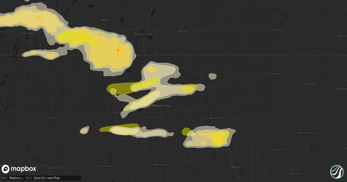 Hail map in Plymouth, IA on August 7, 2026