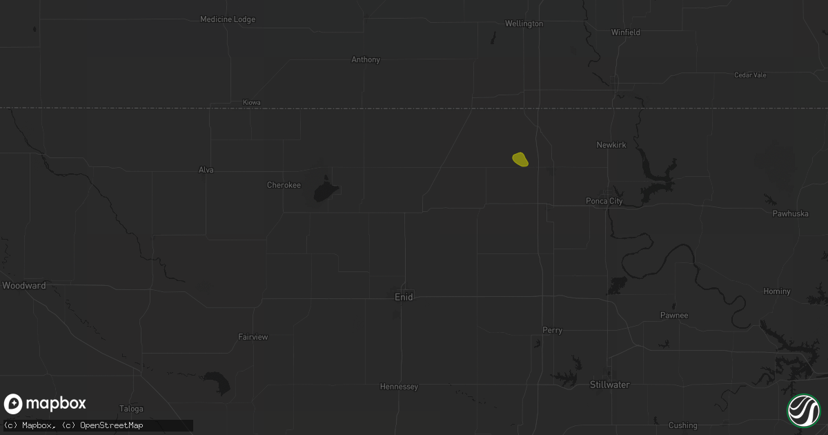 Hail map in Pond Creek, OK on August 7, 2026