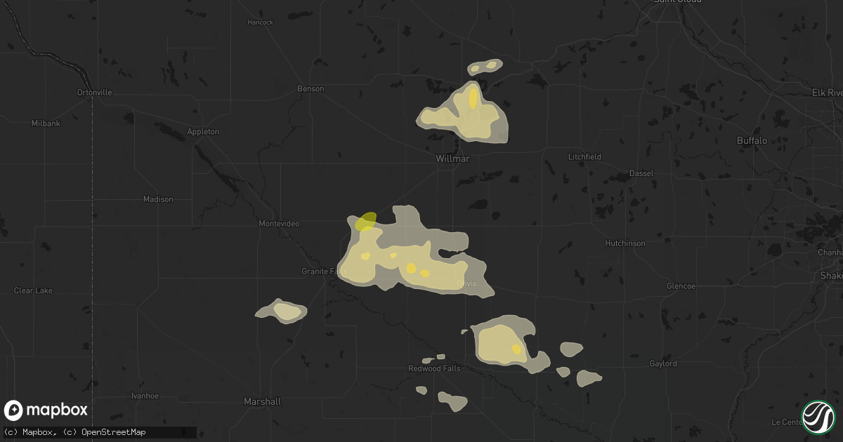 Hail map in Prinsburg, MN on August 7, 2026
