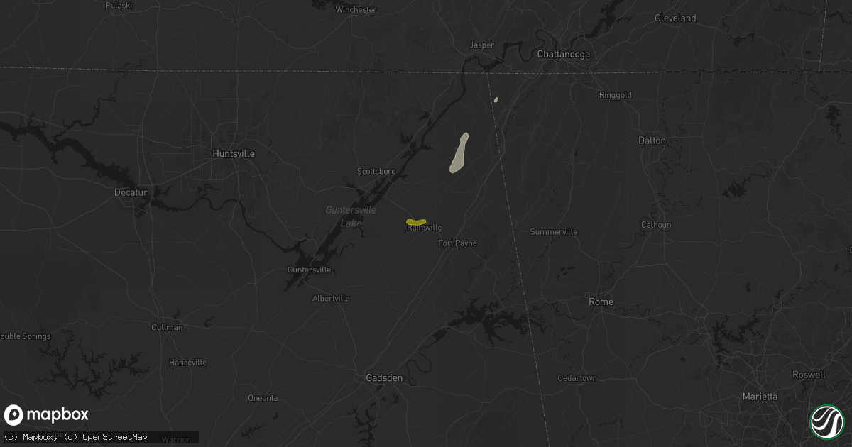 Hail map in Rainsville, AL on August 7, 2026