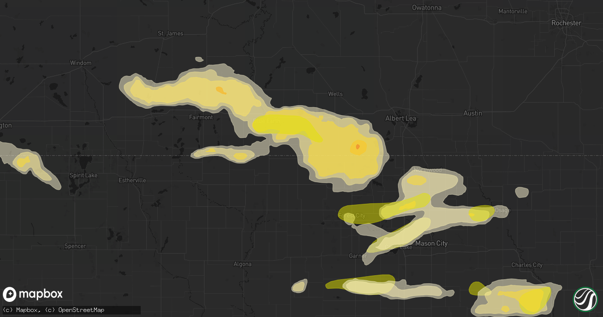 Hail map in Rake, IA on August 7, 2026