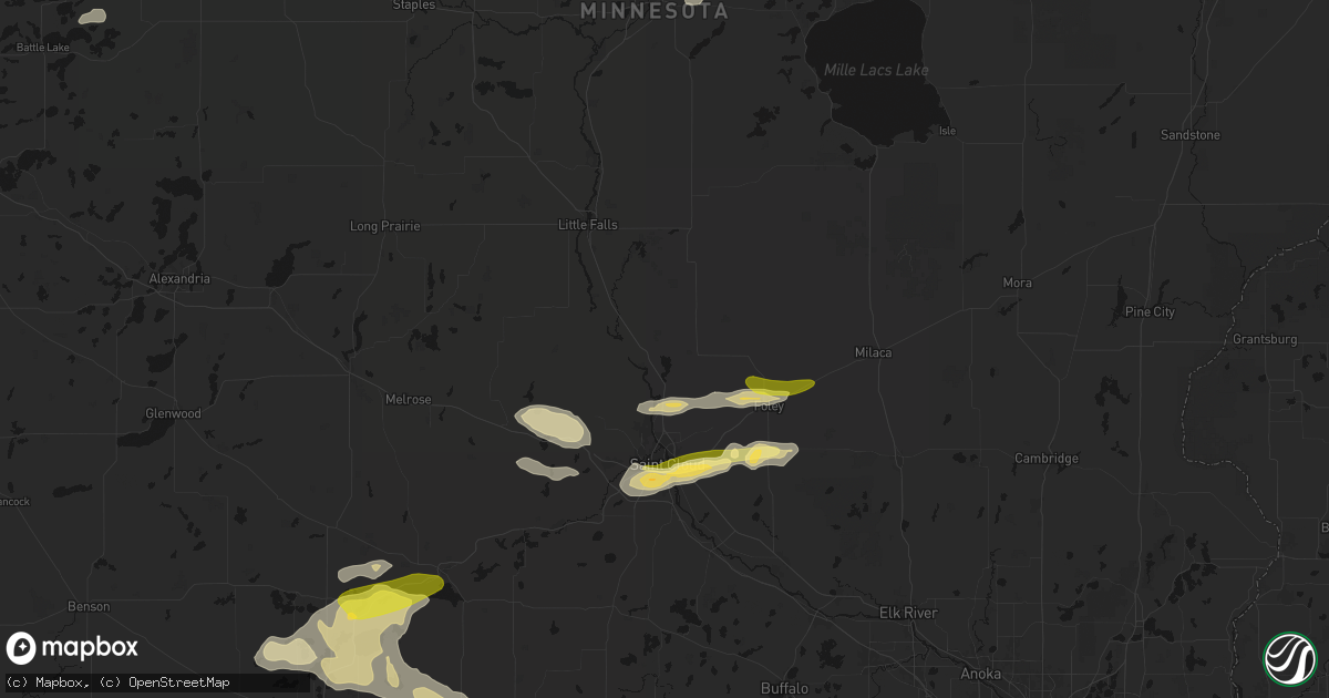 Hail map in Rice, MN on August 7, 2026