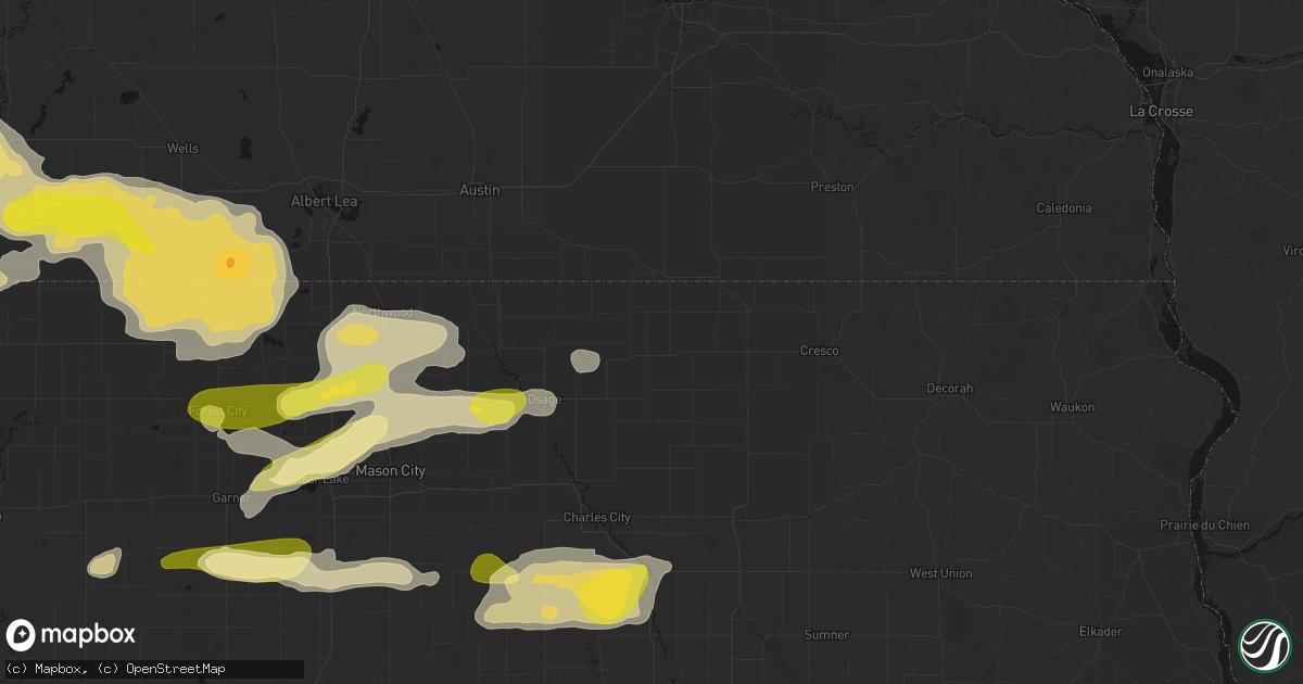 Hail map in Riceville, IA on August 7, 2026