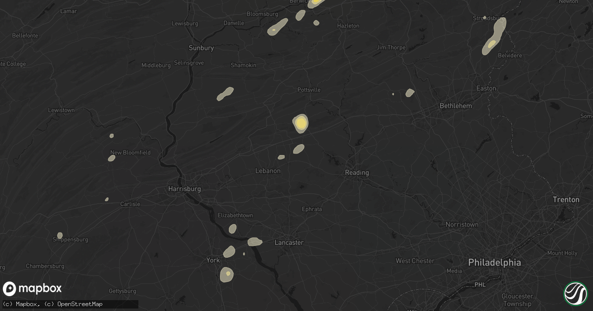 Hail map in Richland, PA on August 7, 2026