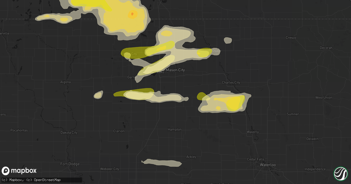 Hail map in Rockwell, IA on August 7, 2026