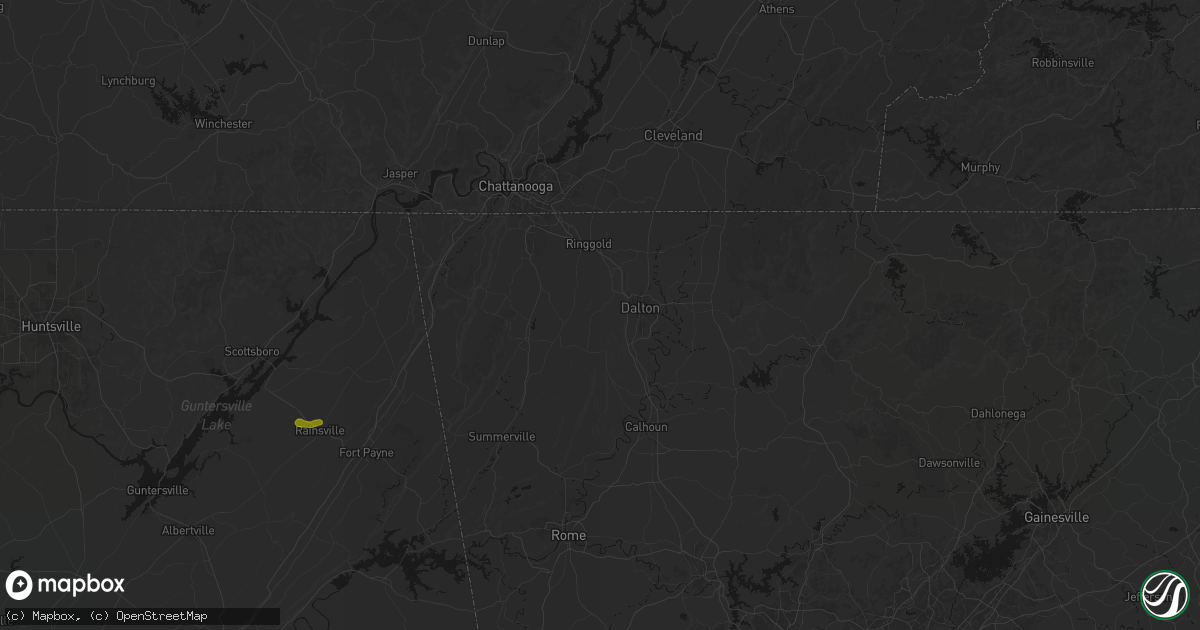 Hail map in Rocky Face, GA on August 7, 2026