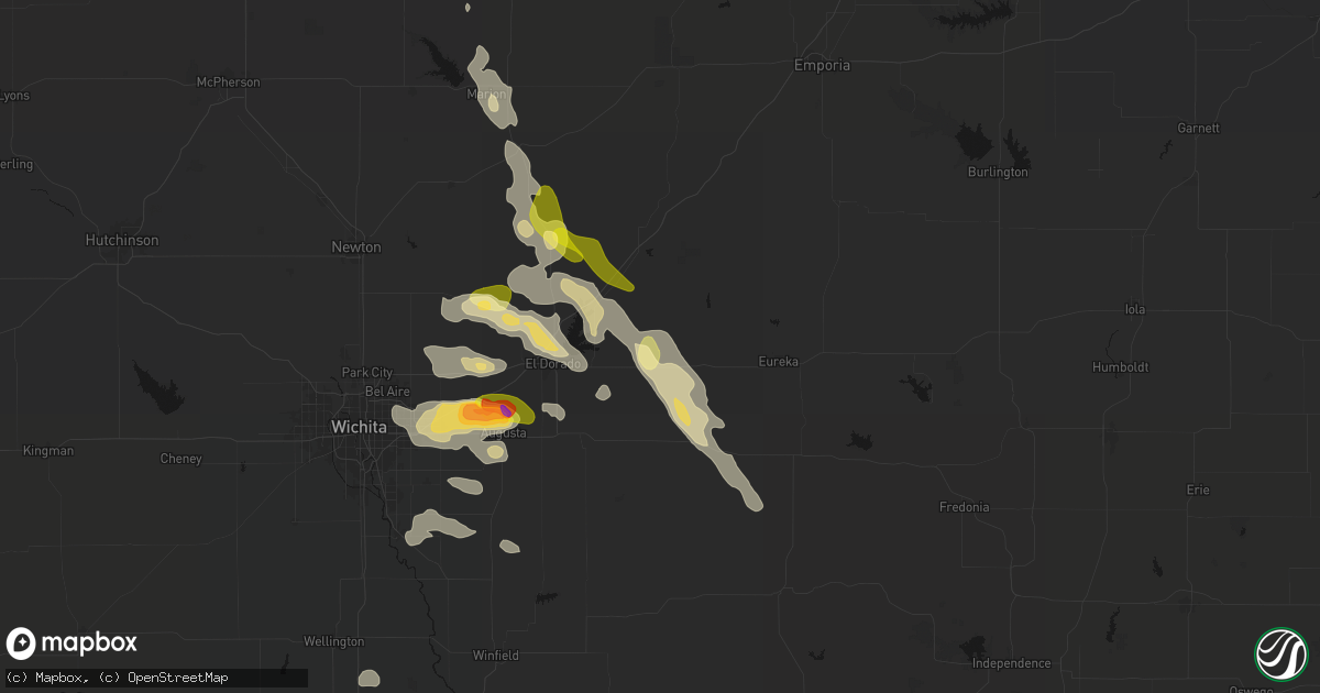 Hail map in Rosalia, KS on August 7, 2026