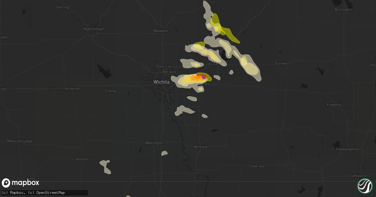Hail map in Rose Hill, KS on August 7, 2026