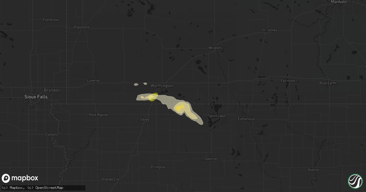 Hail map in Round Lake, MN on August 7, 2026