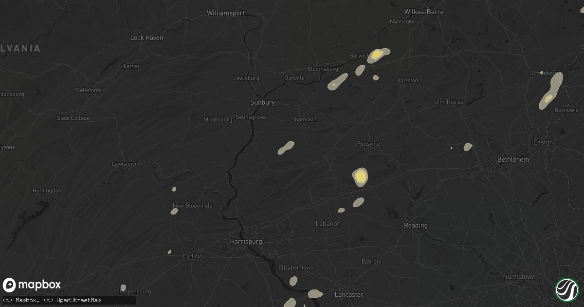 Hail map in Sacramento, PA on August 7, 2026
