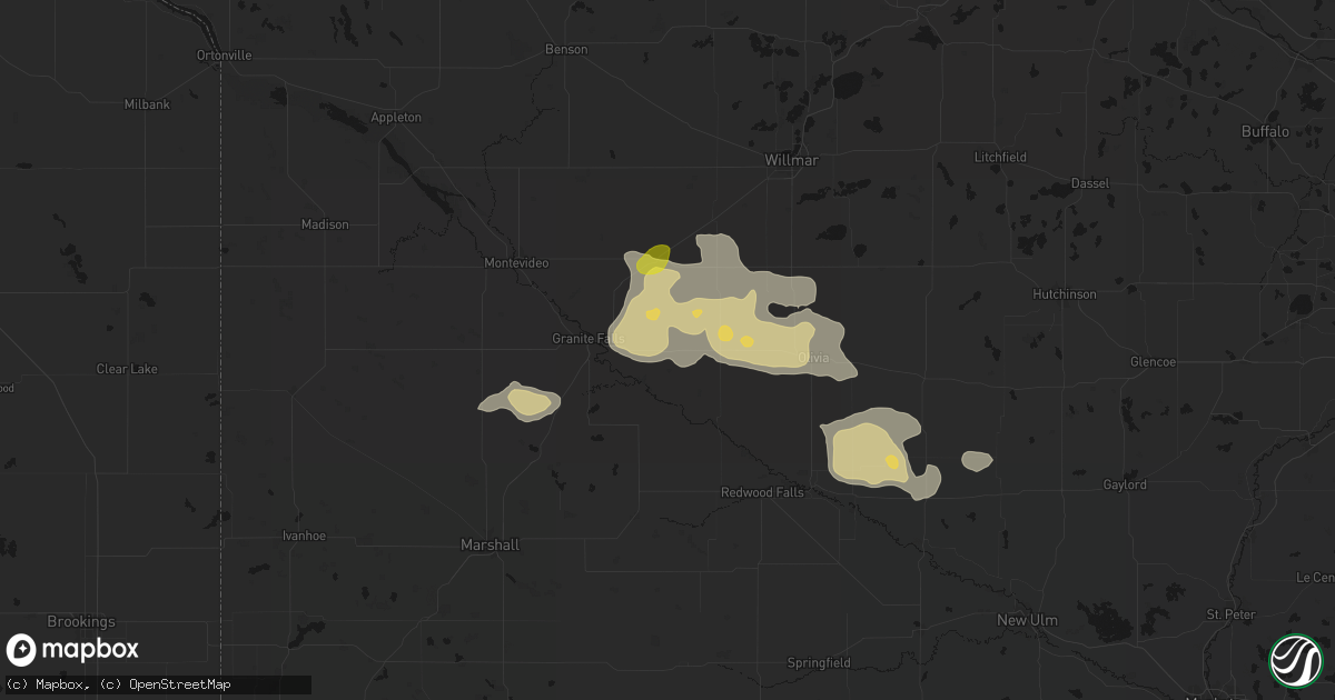 Hail map in Sacred Heart, MN on August 7, 2026