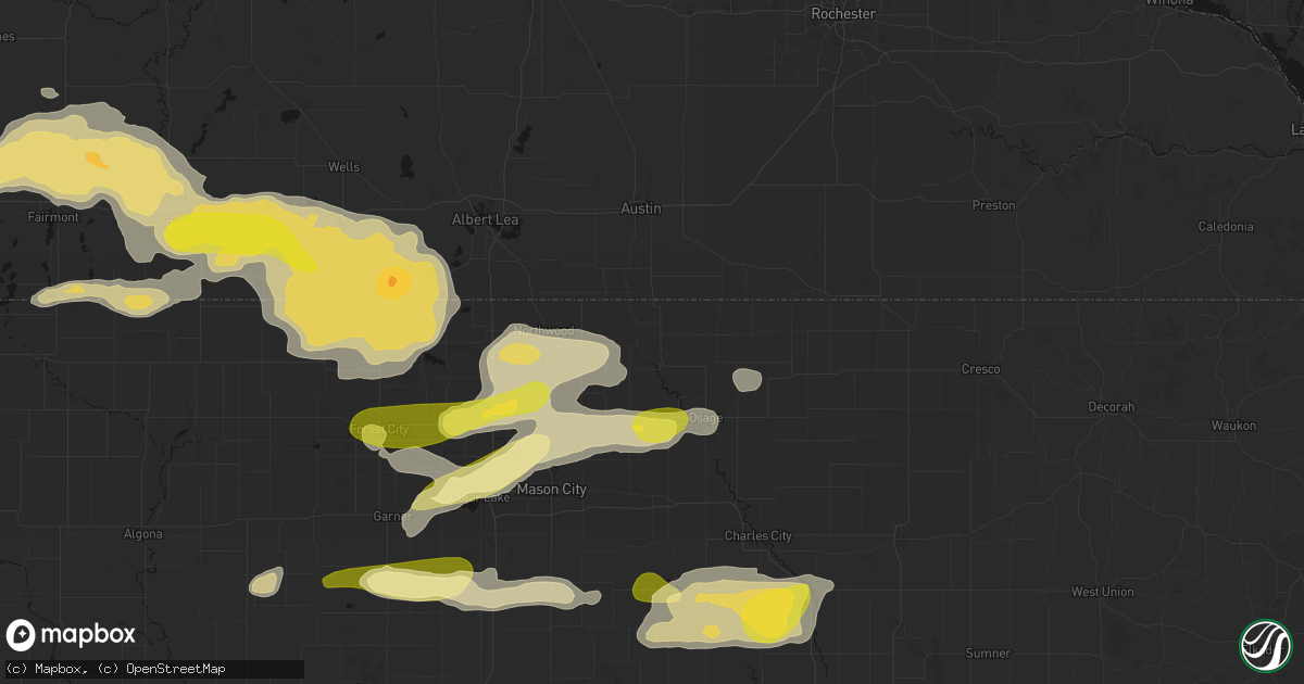 Hail map in Saint Ansgar, IA on August 7, 2026