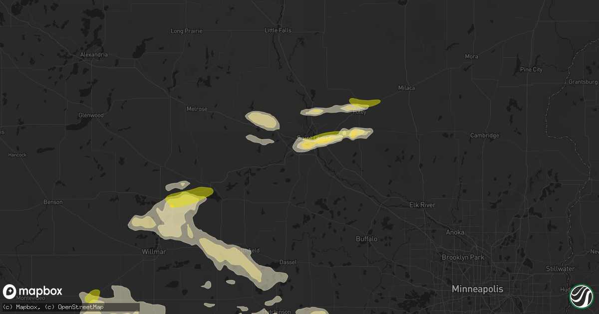 Hail map in Saint Cloud, MN on August 7, 2026