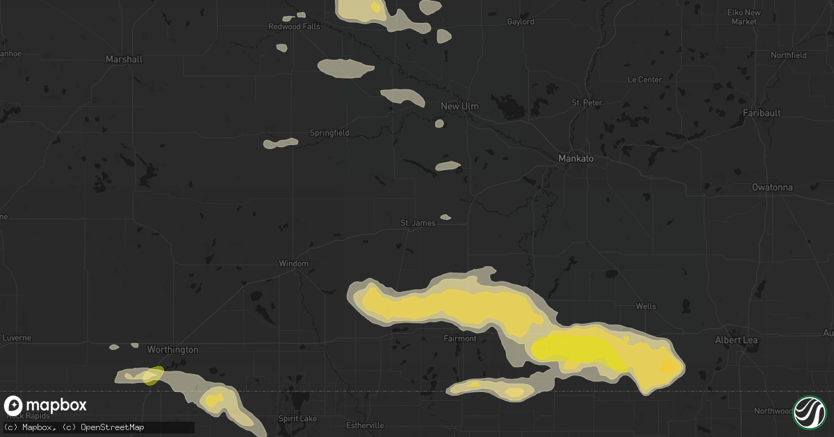 Hail map in Saint James, MN on August 7, 2026
